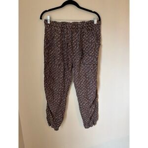 Anthropologie joggers casual pants linen natural hippy boho harem cargo utility